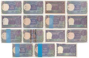 Rupee 1 bundles (15), 1973, 1976 (2), 1980 (2), 1981 (3), 1984, 1985 (2), 1986, 1988, 1989
