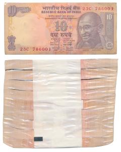 Rupees 10 bundles (10), signed Y. V. Reddy, 786001, 786101, 786201 and so on upto 787000, 