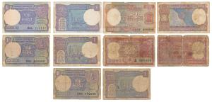 Rupee 1 (3), different signatures, fancy numbers, 700000, 111111 and 200200; Rupees 2 (2),