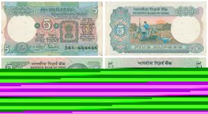 Rupee 5, signed R.N. Malhotra, fancy number 666666; Bimal Jalan, 999999. About Uncirculate