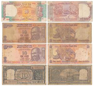 Rupees 10, signed C. Rangarajan, Bimal Jalan (2) and R. N. Malhotra, fancy numbers, 222222