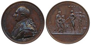 Defeat of Tipoo Sultan Copper Medal, 48mm, 1792, obv. bust of Charles Marquis Cornwallis, 