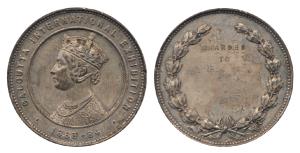 Calcutta International Exhibition Medal, Copper, Silver Gilt Medal, 1883-84, obv. Portrait