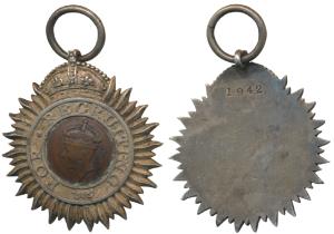 Indian Recruiting Badge, George VI, Silver Medal, a multi rayed badge surmounted by a crow