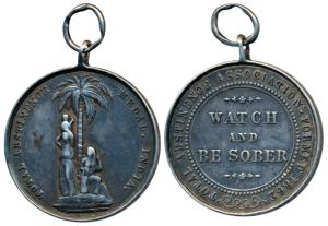 Total Abstinence Association Silver Medal, 19.4g, obv. Total Abstinence Medal India, with 