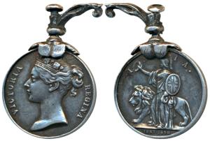 Indian Mutiny 1857-58 Medal, Silver, Miniature, Una and the lion with India written at top