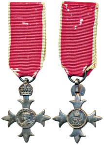 The Most Excellent Order of the British Empire (MBE), Silver, Miniature, a cross with conj