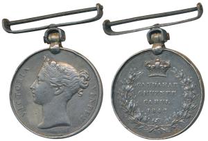 Canadhar, Guznee, Cabul, Victoria Silver Medal, rev. Canadhar, Guznee, Cabul 1842 within w