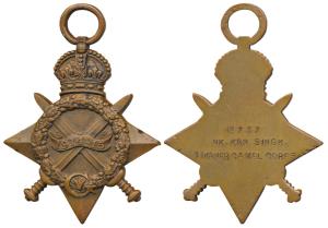 First World War, 1914-15 Star, Bronze Medal, awarded to No. 737, NK Kan Singh, Bikaner Cam