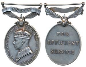 Efficiency Medal, George VI, Silver, India on foliated bar, awarded to 201 Sepoy Mendu Kat