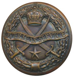 Indian Army Overseas Service Badge, Bronze, pin backed. Extremely Fine.