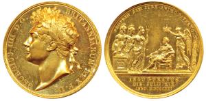 Coronation of George IV, Gold Medal, 31.31g, bust of the ruler to left on obv., an angel h