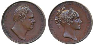 William IV Coronation, Copper Medal, 1831, obv. bare head of William IV, rev. diademed hea