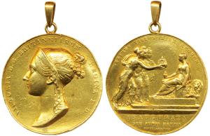 Victoria Coronation, Gold Medal, 31.72g, obv. bust of a young Victoria, rev. three ladies 