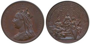 Golden Jubilee of Queen Victoria, Copper Medal, 159g, 20th June 1887, obv. crowned, veiled