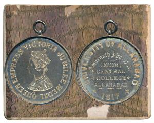 Queen Empress Victoria Jubilee, Silver Medal, University of Allahabad, 1917, awarded to Am