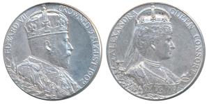 Edward VII Coronation Medal, Silver, 12.8g, bust of the Emperor to right on obv., bust of 