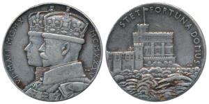 Silver Jubilee Medal of George V and Queen Mary, Silver, 15.6g, Domus Medal, conjoined bus