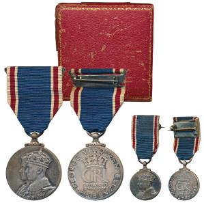 George VI and Queen Elizabeth Coronation, Silver Medal and Miniature, obv. conjoined bust 