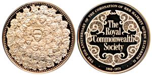 25th Anniversary of the Coronation of Elizabeth II, Bronze Medal, 133.65g, obv. forty-thre