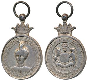 Cooch Behar, Accession Medal of Maharaja Jitendra Narayan Silver, obv. bust of Jitendra Na