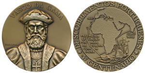 5th Centennial of Portuguese Discovery of India, Large Bronze / Brass Medal, obv. bust of 