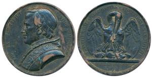 Papal Copper Medal, Pius IX (Giovanni Maria Mastai Ferretti), 1846-1878, obv. bust of the 