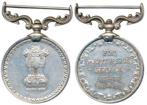 Republic of India, Silver Medal, For Meritorious Service, awarded to 2672289 Hav BS Malik 