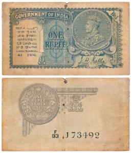 George V, Rupee 1, 2nd issue, 1935, signed J. W. Kelly, Prefix F, (J&R 2.1A). Very Fine, R
