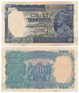 George V, Rupees 10, 3rd issue, 1933, signed J.B. Taylor, thin paper variety, (J&R 3.8.1A)