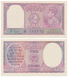 George VI, Rupees 2, 1943, signed J. B. Taylor (J&R 4.2.1). Uncirculated.
