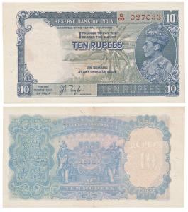 George VI, Rupees 10, 1st issue, 1938, signed J. B. Taylor, (J&R 4.5.1). Extremely Fine.