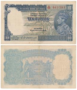George VI, Rupees 10, 1st issue, 1944, signed C.D. Deshmukh, (J&R 4.5.2). Very Fine+.