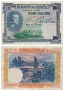 Spain, Cien (100) Pesetas, 1925, Madrid. Very Fine+, Scarce.