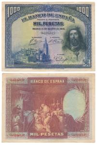 Spain, Mil (1000) Pesetas, 1928, Madrid. Extremely Fine, Rare.