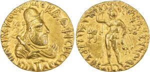 Kushanas, Vima Kadphises, Gold Dinar, 7.99g, Obverse: bust of the king facing right, weari