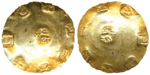 Nagas of Chakrakuta, Rajyabhushana (c. 11th century AD), Gold Pagoda, 3.78g, legends in Te