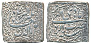 Jahangir, Silver Square Rupee, 11.34g, Agra Mint, Month Di, AH 1020/6, Obverse: legend wit
