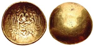 Deccan, Vijayanagar Period, (c. 1342-1576), Gold Scyphate Ramatanka, 47.96g, Durbar scene,