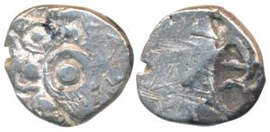 Archaic Punch Marked Coinage, attributed to Panchala Janapada, Silver ½ Karshapana, 2.14g,