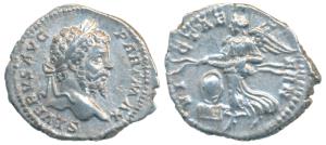 Roman, Septimius Severus, Silver Denarius, 3.42g, obv. laureate head to right with legend 