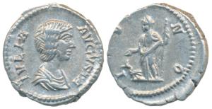 Roman, Julia Domna (193-217 AD), Silver Denarius, 3.25g, obv. draped bust to right with le