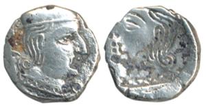 Western Kshatrapas, Silver Drachma, 2.40g, Error, Brockage, nice deep and complete Lakhi i