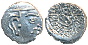 Guptas, Chandragupta II, Silver Drachma, 2.19g, obv. bust of the ruler to right, rev. lege