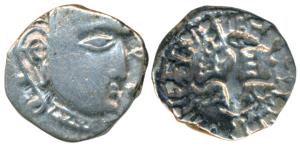 Guptas, Kumaragupta, Silver Drachma, 2.12g, Madhyadesha type, obv. bust of the ruler to ri