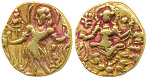 Guptas, Chandragupta II (c. 380-413 AD), Gold Dinar, 7.71g, ’Archer’ type, obv. king nimba