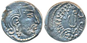 Maitrakas of Vallabhi, ’Sharva Bhattaraka’ (c. 500-600 AD), Silver Drachma, 1.87g, obv. bu