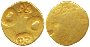 Feudatories of Chalukyas of Kalyani, Unattributed Gold Pagoda, 3.45g, Punch-marked type, p