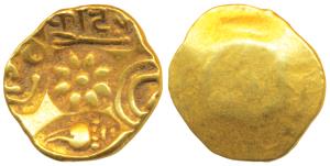 Yadavas of Devagiri, Krishna (c. 1247-1261 AD), Gold Gadyana / Padma Tanka, 3.76g, Punch-m