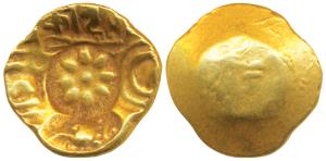 Yadavas of Devagiri, Krishna, Gold Gadyana / Padma Tanka, 3.79g, Punch-marked type, with f